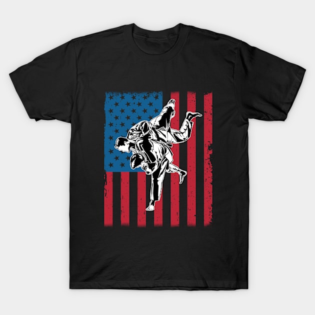 Judo - Judo USA Flag T-Shirt by Kudostees